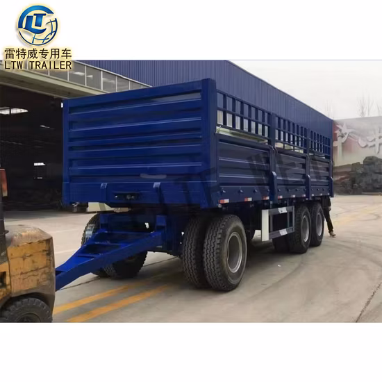 Customize 20FT 20ton Fence Livestock Cargo Animal Transport Agricultural Trailers Drawbar Full Trailer